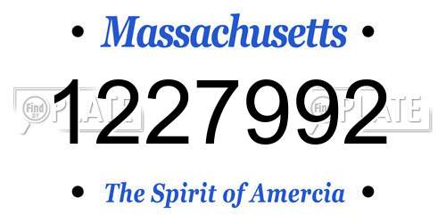 1227992 Massachusetts License Plate