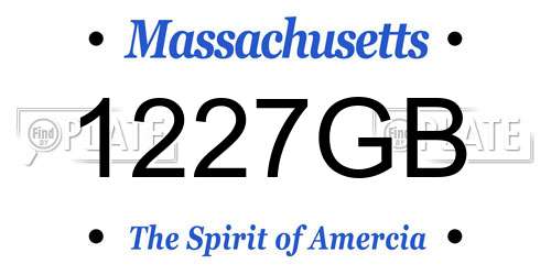 1227GB Massachusetts License Plate