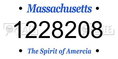 1228208 Massachusetts License Plate