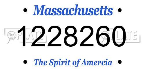 1228260 Massachusetts License Plate
