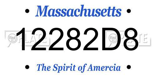 12282D8 Massachusetts License Plate