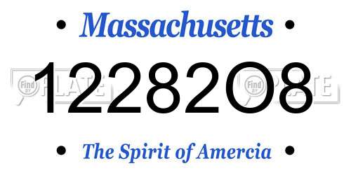 12282O8 Massachusetts License Plate