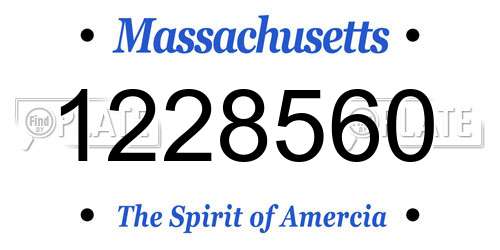 1228560 Massachusetts License Plate