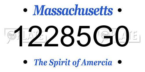 12285G0 Massachusetts License Plate