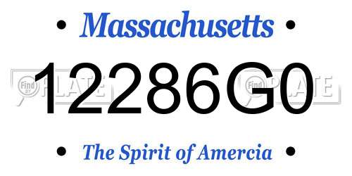 12286G0 Massachusetts License Plate