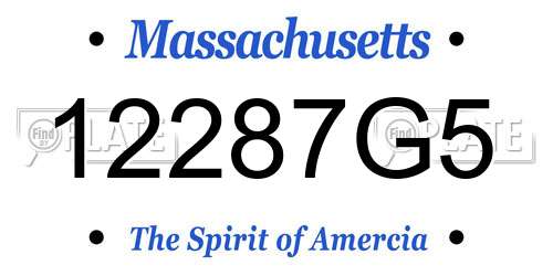 12287G5 Massachusetts License Plate
