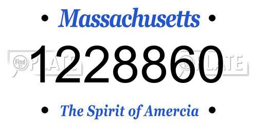 1228860 Massachusetts License Plate