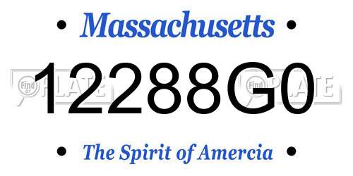 12288G0 Massachusetts License Plate