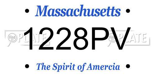 1228PV Massachusetts License Plate