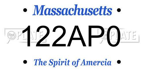 122AP0 Massachusetts License Plate