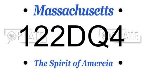 122DQ4 Massachusetts License Plate