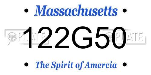122G50 Massachusetts License Plate