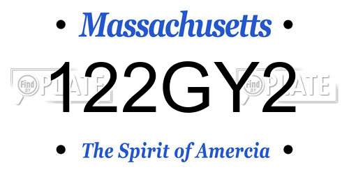122GY2 Massachusetts License Plate