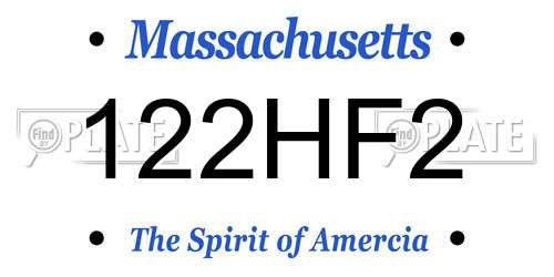 122HF2 Massachusetts License Plate