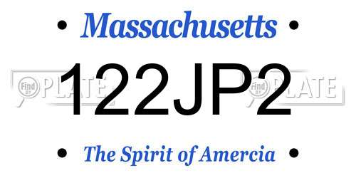 122JP2 Massachusetts License Plate
