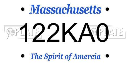 122KA0 Massachusetts License Plate