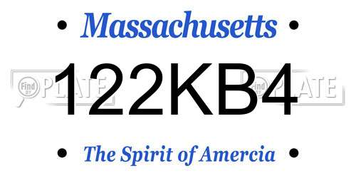 122KB4 Massachusetts License Plate