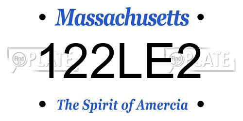 122LE2 Massachusetts License Plate