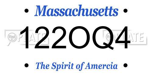 122OQ4 Massachusetts License Plate