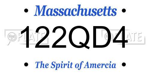 122QD4 Massachusetts License Plate
