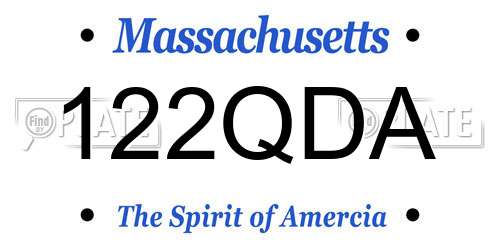 122QDA Massachusetts License Plate