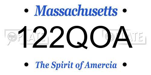 122QOA Massachusetts License Plate