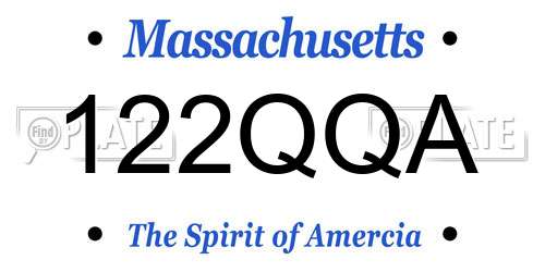 122QQA Massachusetts License Plate