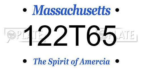 122T65 Massachusetts License Plate