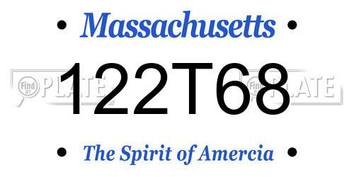 122T68 Massachusetts License Plate