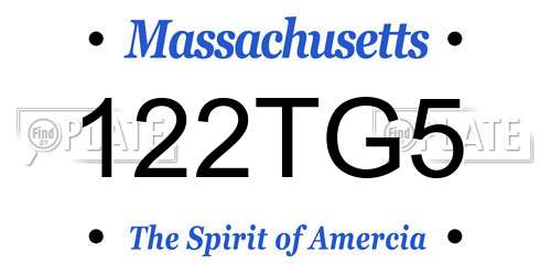 122TG5 Massachusetts License Plate