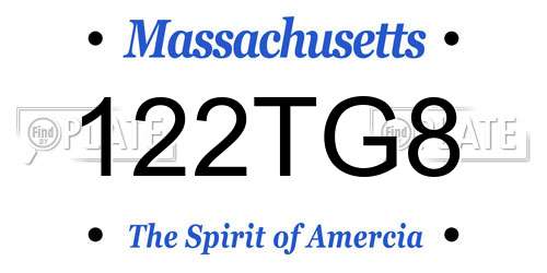 122TG8 Massachusetts License Plate