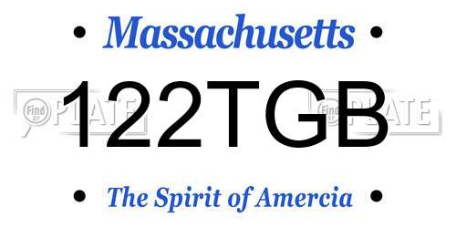 122TGB Massachusetts License Plate