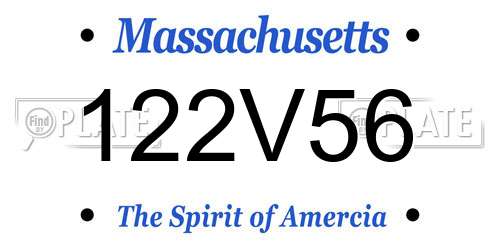 122V56 Massachusetts License Plate