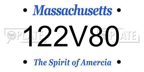 122V80 Massachusetts License Plate