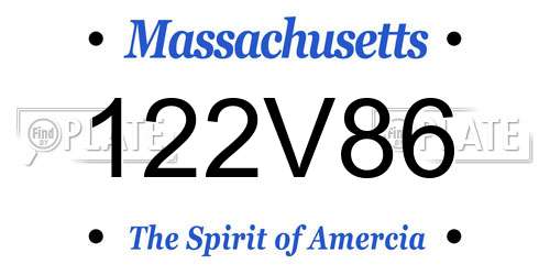 122V86 Massachusetts License Plate