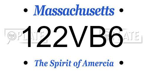 122VB6 Massachusetts License Plate