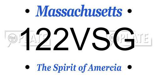 122VSG Massachusetts License Plate