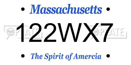 122WX7 Massachusetts License Plate