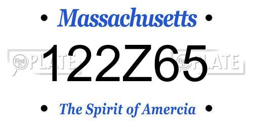 122Z65 Massachusetts License Plate