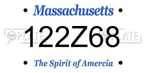 122Z68 Massachusetts License Plate
