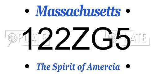 122ZG5 Massachusetts License Plate