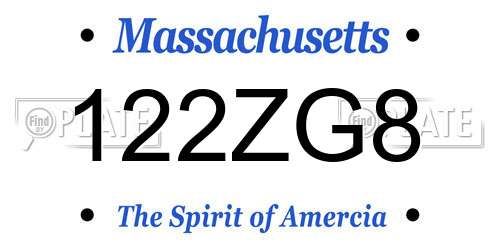 122ZG8 Massachusetts License Plate