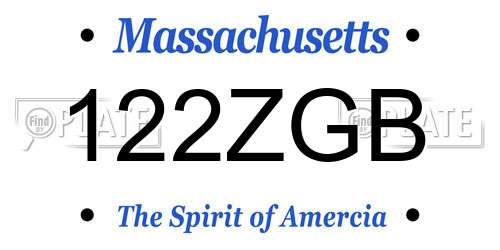 122ZGB Massachusetts License Plate