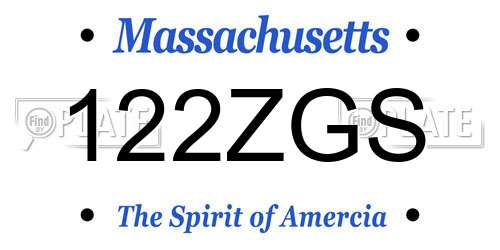 122ZGS Massachusetts License Plate