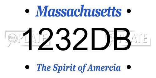 1232DB Massachusetts License Plate