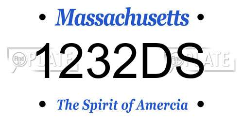 1232DS Massachusetts License Plate