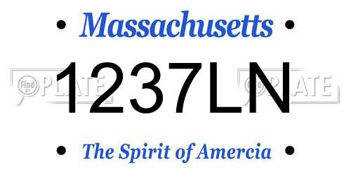 1237LN Massachusetts License Plate