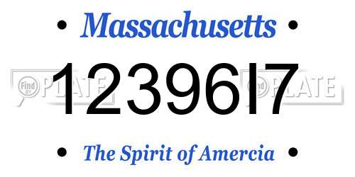 12396I7 Massachusetts License Plate