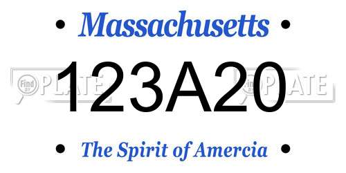 123A20 Massachusetts License Plate