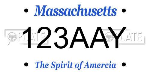 123AAY Massachusetts License Plate